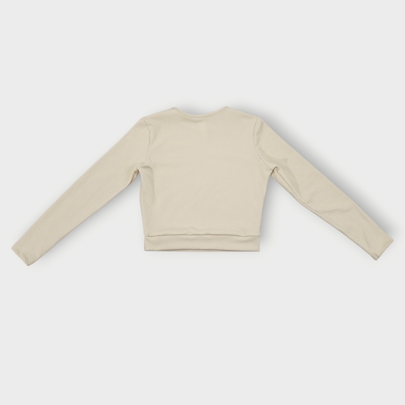 Free People X Seea Palomar Surf/Swim Crop Top, Size Large Cream Waffle Knit UV - Picture 9 of 10